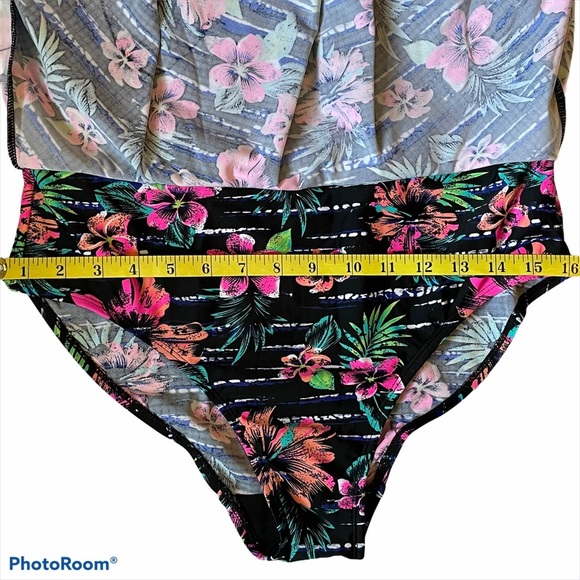 ATTARCO One Piece Swim w/Skirt Tropical Floral XL - Picture 5 of 8